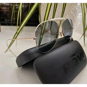 Vintage Bushnell Japan 601 Shooting Aviator Gold Sunglasses Dark Gray Lenses